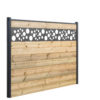 Panneau de clôture en bois avec lame alu décorative grise